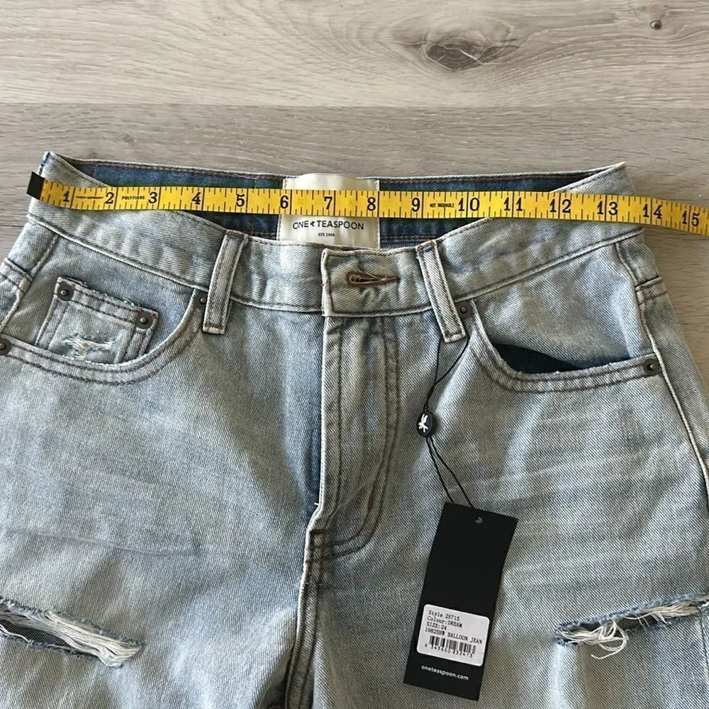 One Teaspoon 1982S High Waist Balloon Denim Jeans Dream 24 NWT